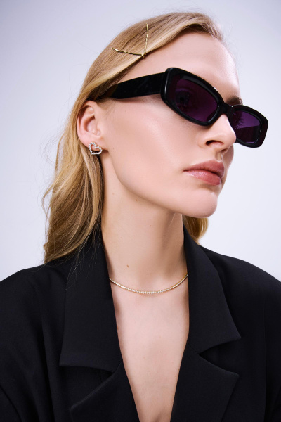 Серьги в виде сердец со стразами (золото-белый)